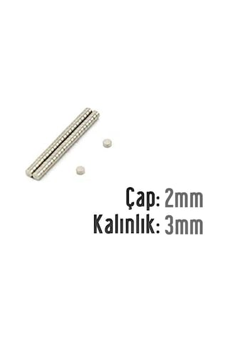Neodyum Mıknatıs Silindir Çap 2mm , Kalınlık 3mm 30 Adet