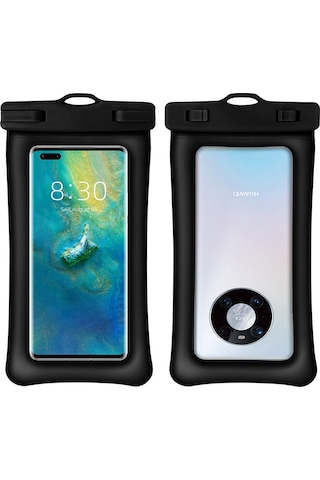 Skycity Genel Telefonlar İçin Tpu Su Geçirmez Çanta, İki Hava Çukuruyla Yüzer, Dokunmatik Ekran Desteği, Sualtı Ve Spor Aktiviteleri İçin Siyah Siyah