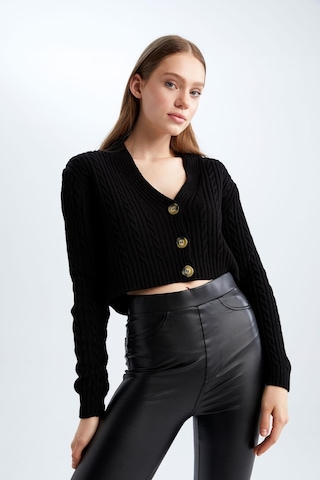 Defacto Coool Regular Fit V Yaka Hırka Siyah