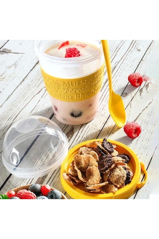 Take'N Go Kapaklı Kaşıklı Pratik Taşınabilir Meyveli Yoğurt Kabı