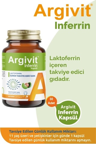 Argivit Inferrin Laktoferrin İçeren Takviye Edici Gıda 3 x 30 Kapsül