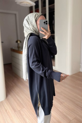 Kahijab Yan Fermuar Basic Merserize Tunik - Füme
