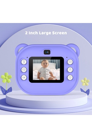 Springsun Çocuklar İçin Anında Yazıcı Kamera - 1080p Video, Çift Kamerali, 2" Hd Ekran, Dahili Li-pil, Mor