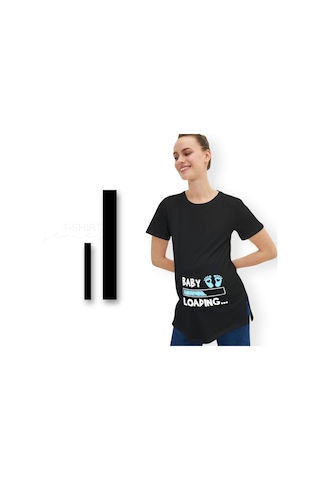 Bk Gift Espri Tasarımlı Siyah Hamile Tişörtü, Hamileye Hediye, Yeni Anne Hediyesi, Arkadaşa Hediye-3 001