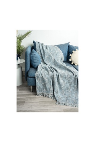 Çok Amaçlı Pamuklu Örtü- Kanepe-koltuk Şalı-koltuk Örtüsü 170x220-1076 Açık Mavi