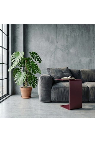Modern Metal Yan Sehpa/minimal C Sehpa/ Salon, Koltuk Yanı Sehpası Bordo Modern Metal Yan Sehpa/minimal C Sehpa/ Salon, Koltuk Yanı Sehpası Bordo