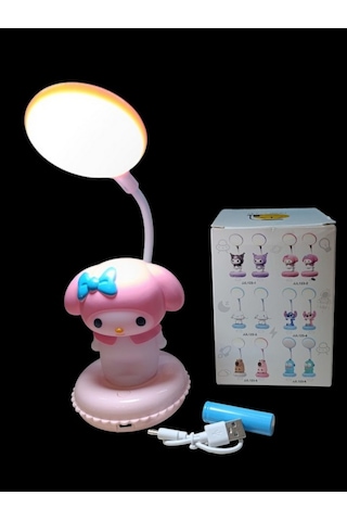 Pembe Melodi Figürlü Katlanabilir Ve Şarjlı Pilli Led Masa Lambası Pembe