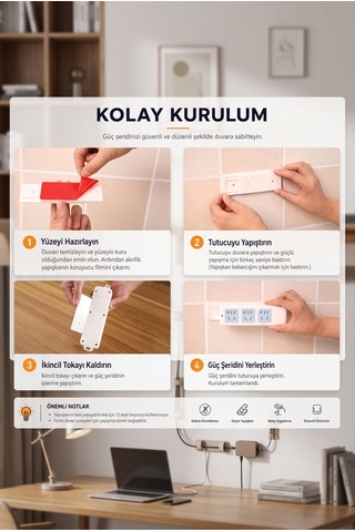 2 Adet Yapışkanlı Eşya Sabitleme Klipsi Kumanda Priz Adaptör Modem Sabitleyici Pratik Geçmeli Askı Seti Siyah - Beyaz