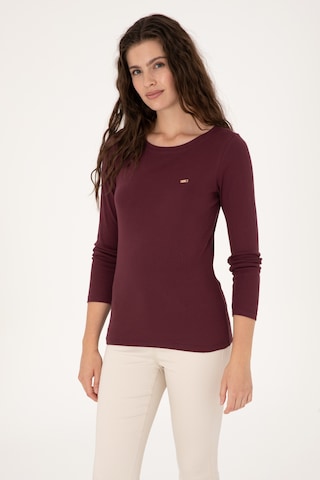 U.S. Polo Assn. Kadın Bordo Slim Bisiklet Yaka Basic Sweatshırt 50315419-VR177