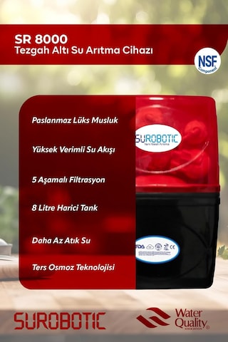 75 Gpd Membranlı 5 Filtreli Su Arıtma Cihazı 8 L Paslanmaz Çelik Tank Maksimum Arıtma Performansı Diğer
