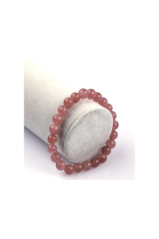 Çilek Kuvars Doğal Taş Bileklik 8mm Küre Kesim Çok Renkli
