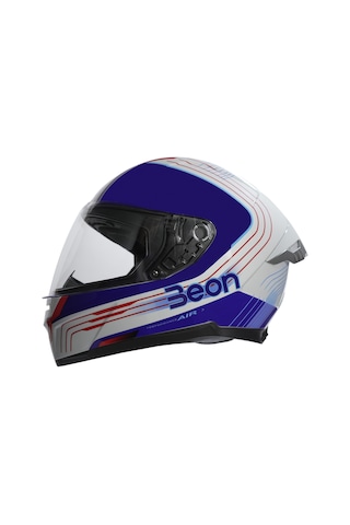 Beon B-507 Full Face FF04 Kapalı Motosiklet Kaskı Beyaz - Mavi - Kırmızı