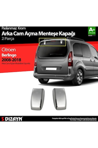 Citroen Berlingo Krom Arka Cam Açma Menteşe Kapağı 2 Prç 2008-201