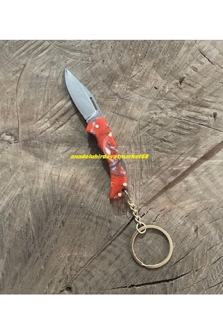 Dmr 4116 Çelik Anahtarlık Çakı Mini Çakı Mini Cep Çakısı El Yapımı Çakı 6cm 1 Adet Kırmızı - Mavi