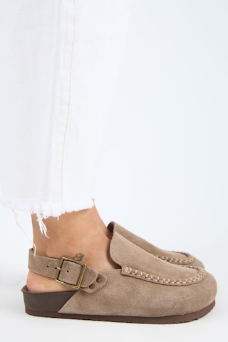 Manijero Alba Mnr.010.01 Kadın Vizon Günlük Hakiki Deri Sandalet Terlik Vizon