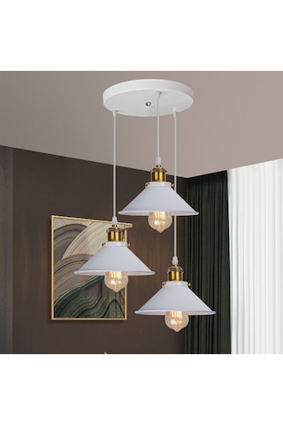 Riolight Vintage3,retro,rustik Beyaz 3xe27 Duylu Metal Sarkıt Avi Beyaz Riolight Vintage3,retro,rustik Beyaz 3xe27 Duylu Metal Sarkıt Avi Beyaz