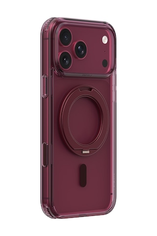 Apple iPhone Uyumlu 18 Pro Kılıf M-safe Özellikli Raptic Air Stand Serisi Aynalı Arka Yüzey Standlı Kapak Bordo