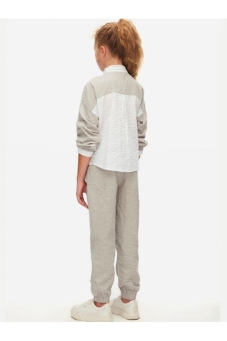 Nk Kids Kız Çocuk Bel Bel Paça Lastikli Pantolon-15564 Gri