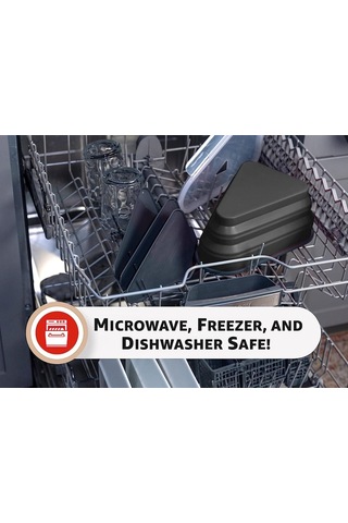 Xindoker Yiyecek Grubu Silikon Pizza Depolama Kutusu - Çok Kullanımlı, Mikrodalga Uygun, 5 Bölmeli Bölücü Tepsiler İle Siyah Siyah