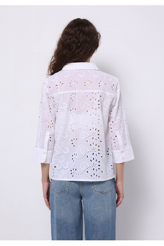 Colin's Colins Regular Fit Shirt Neck Nakışlı Kadın Beyaz Uzun Kol Gömlek Cl1074627 Q1.v1 Wht Beyaz