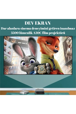 Hpytech A30 Mini Projeksiyon Cihazı Full Hd 1080p Wifi Destekli
