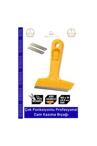 Kazımabıçağı 100mm Profesyonel Cam Zemin Sıyırma Derz Boya Kazıma Bıçağı 2 Adet Yedek Bıçak l Çok Renkli