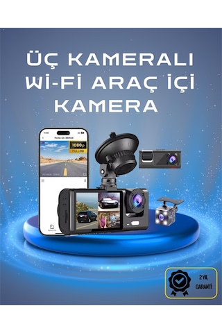 Gld-spt- Üç Kameralı 1080p Full Hd Araç İçi Kamera G-sensörlü Ve Gece Görüşlü