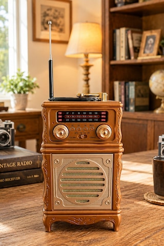 Feexot Fx-2502b Retro Nostaljik Radyo - Bluetooth Hoparlör, Usb, Tf Kart, Aux Girişli Şarjlı Radyo