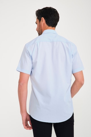 Fitmens Erkek Klasik Kısa Kol Terry Cotton Düz Hediye Kutulu Gömlek - Ö82 Mavi
