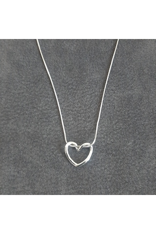Stainless Steel Çelik Kolye Sade Kalp Gümüş