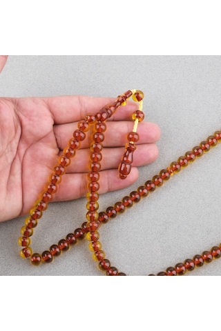 Ateş Kehribar 99luk Namaz Tesbih Tekerlek Kesim 9x7mm Tesbih