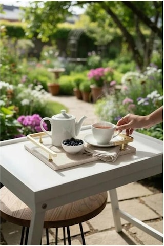 Akayev Traverten Mat Altın L Dizayn 30x20 Cm Tepsi Beyaz