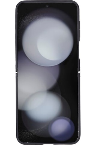 Samsung Galaxy Z Flip5 Uyumlu Deri Arka Kapak Parlak Siyah