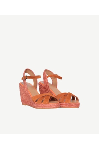 Yargıcı Çapraz Bantlı Dolgu Süet Espadril 26ykay4033x 081 Turuncu