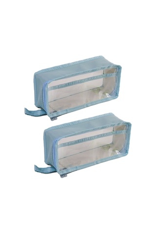 2'li Paket Marker Kalem Kalem Kutusu Okul Malzeme Çantası Mavi Th