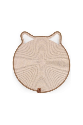 Gobypet Jüt Kulaklı Yuvarlak Kedi Köpek Mama Yatak Önü Paspası Hasır Kedi Matı 40 x 40 CM