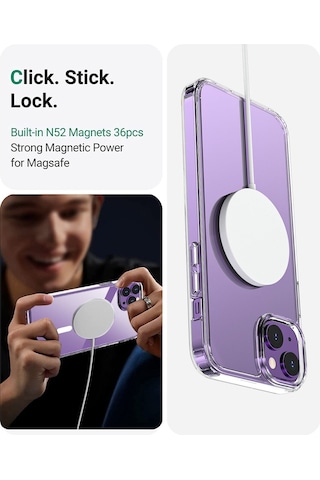 Apple Uyumlu iPhone 14 (6.1) Kilif Magsafe Özellikli Sararmaz Sert Seffaf 566831342