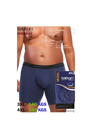 Mataş Tatkan - 4'lü - Battal - Penye Modal Erkek Boxershort Lacivert