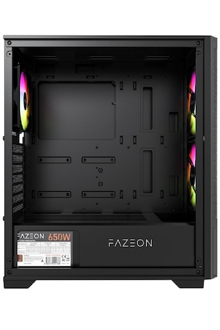 Fazeon F16 650w 80plus Bronze Mesh 2x140mm&1x120mm Argb Fanlı Atx Siyah Bilgisayar Kasası