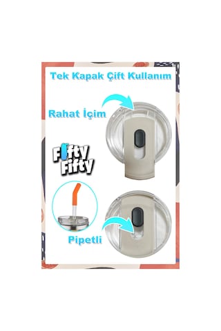 Vagonlife Tumbler Özel Desenli Cup 590 Ml Vakumlu Paslanmaz Çelik Termos Pipetli/rahat İçim -ffvgn1001-590ml Lacivert