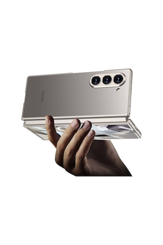 Galxy Uyumlu Z Fold 6 Kılıf Titanyum Metal Tasarımlı Zore Kıpta Caz Kapak-gri Gri