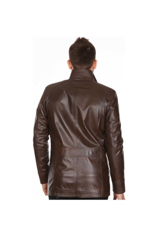 Hakiki Kuzu Derisi Cepli Deri Ceket Erkek Ceket Kahverengi Kahverengi