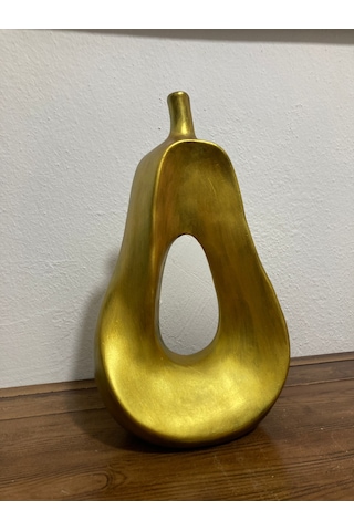 Soyut Tasarım Gold Dekoratif Armut Obje, Salon, Ofis Ve Konsol Üstü Armut Biblo