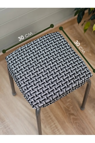 Iv-trik-stail Kare 30x30 Lastikli Keten Yüzey Tabure Kılıfı 400753260 Siyah