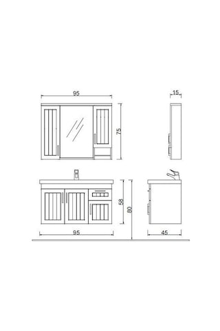 Denko Lotus 100 Cm Mdf Lake Banyo Dolabı Takımı (524942925) Çok Renkli