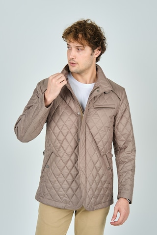 Allegro Erkek Dik Yaka Fermuar Ve Çıtçıt Kapamalı Kapitone Uzun Mont 5444 Bej Bej