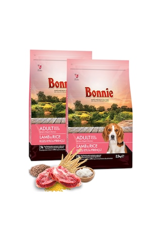 Bonnie Kuzu Etli ve Pirinçli Yetişkin Köpek Maması 2 x 2500 G