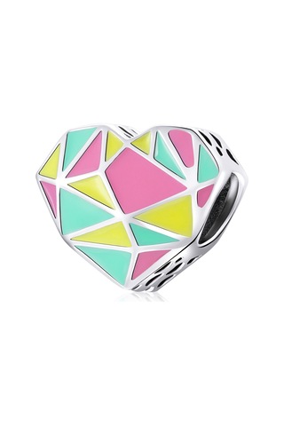 S925 Ayar Gümüş Kalp Geometri Boncuk Dıy Bilezik Kolye Aksesuarları Çok Renkli