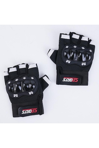 Çocuklar İçin Koruma Destekli Unisex Yarım Parmak Scooter Bisiklet Eldiveni