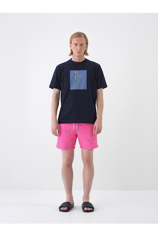 Xint Lacivert Pamuk Dokulu Regular Fit Tişört 502228